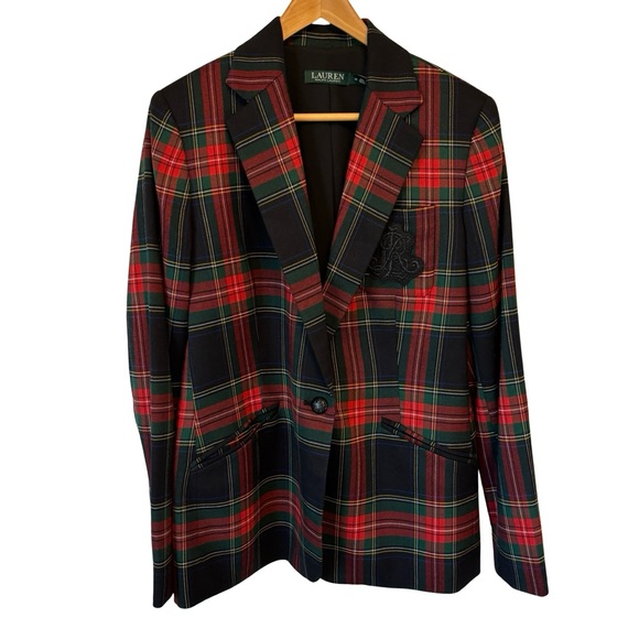 Lauren Ralph Lauren Tartan Plaid Blazer Size 10 Good Pre-Loved Condition - Picture 2 of 16